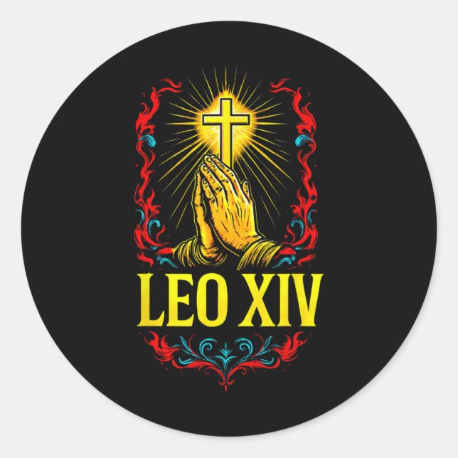 Pegatina Redonda Nuevo Papa Leo Xiv (Anverso)