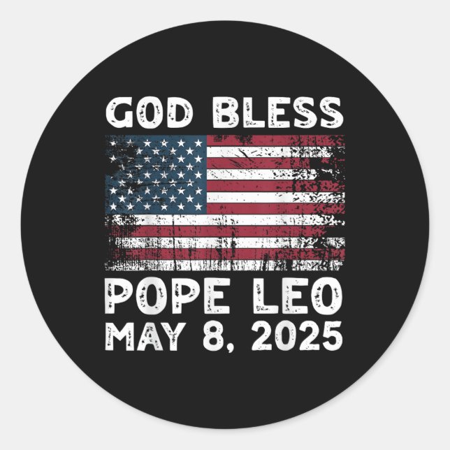 Pegatina Redonda Nuevo Papa León Us Dios bendiga al Papa León Ameri (Anverso)