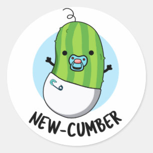 Pegatina Redonda Nuevo pepino Funny Veggie Cucumber Pun