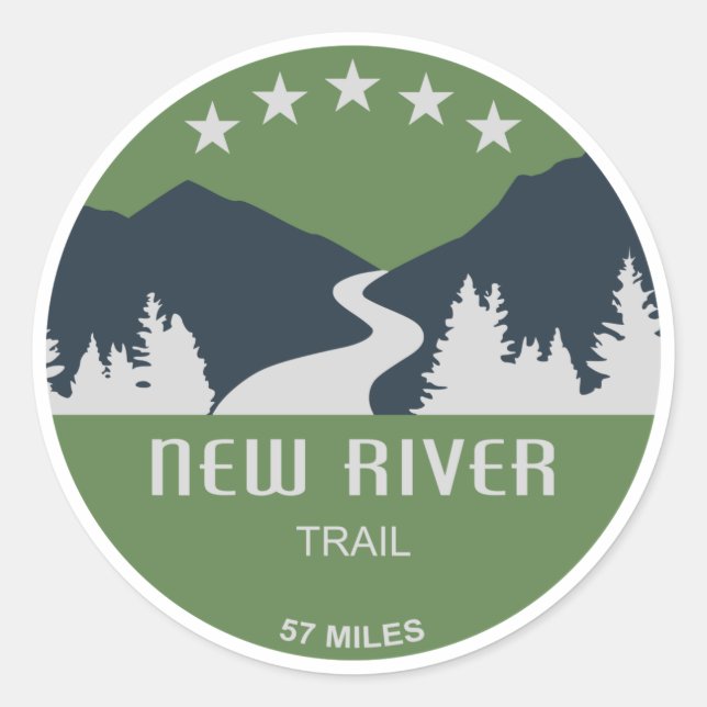 Pegatina Redonda Nuevo sendero fluvial (Anverso)