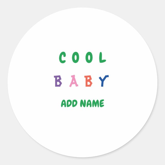 Pegatina Redonda Nuevo y divertido texto personalizado de nuevo inf (Anverso)