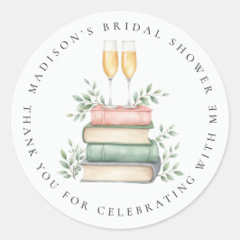 Pegatina Redonda Nuevos Libros de Capítulo Bubbly Agradecimiento De