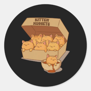 Pegatina Redonda Nuggets de gatito de cerdo de pepino