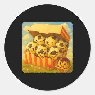 Pegatina Redonda Nuggets De Pollo De Fútbol Ll Cute Kawaii Divertid