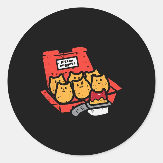 Pegatina Redonda Nuggets gatitos de comida rápida comida para gatos (Anverso)