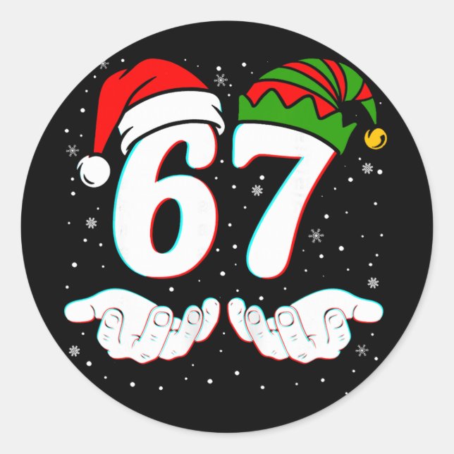 Pegatina Redonda Number 67 Matching Six Seven 6 7 Meme 6-7 Christma (Anverso)