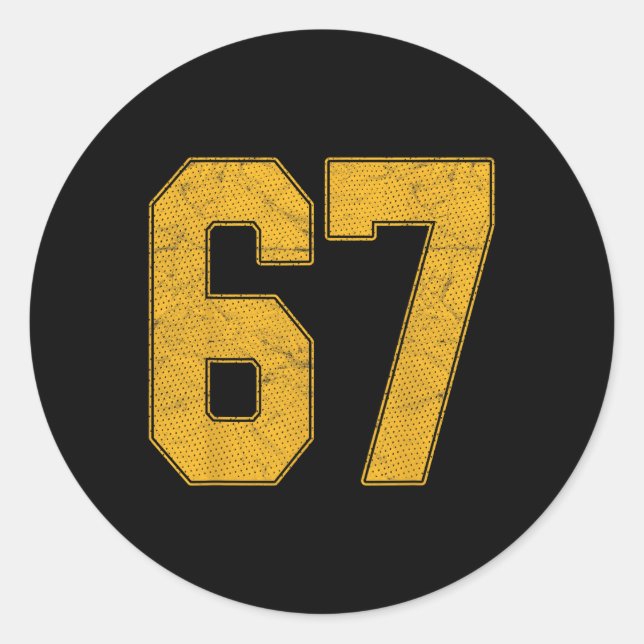 Pegatina Redonda Number 67 Numbered Uniform Sports Team Jersey 67th (Anverso)