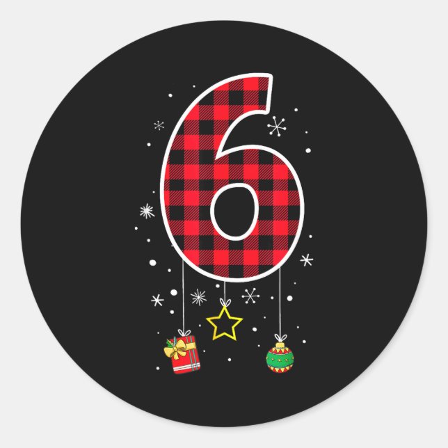 Pegatina Redonda Number 6 Funny Meme Saying 6 7 Six Seven Christmas (Anverso)