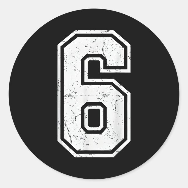 Pegatina Redonda Number 6 Matching 67 Meme Costume Men Women Kids  (Anverso)