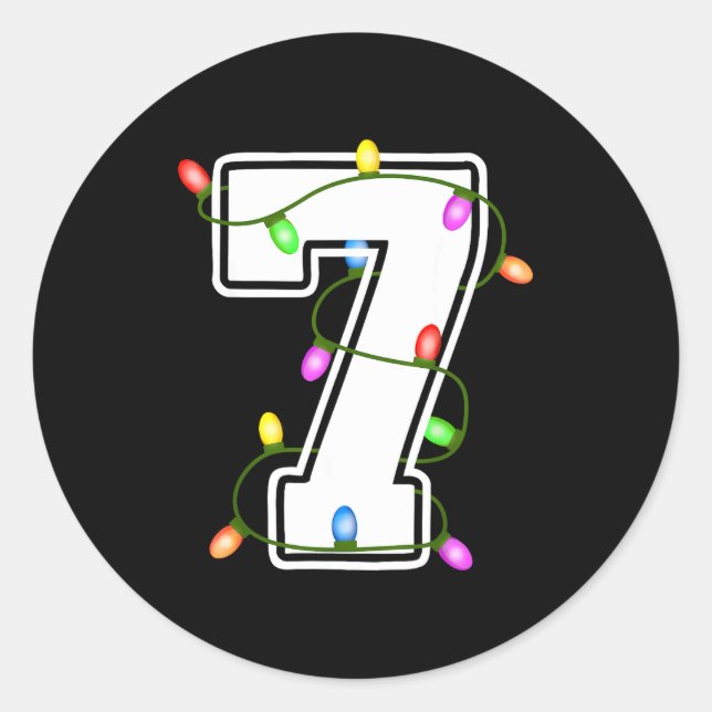 Pegatina Redonda Number 7 7th Birthday Boy Christmas Happy Birthday (Anverso)