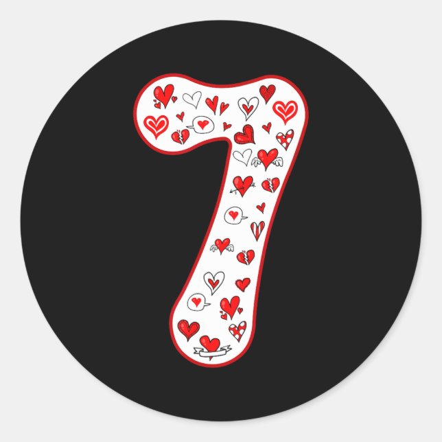 Pegatina Redonda Number 7 Couple Costume Duo 67 Meme Six Seven Vale (Anverso)