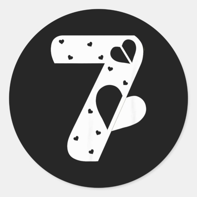 Pegatina Redonda Number 7 Hearts Love 67 Couple Matching Christmas  (Anverso)