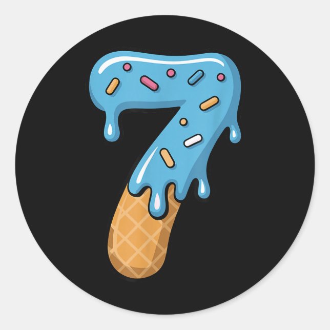 Pegatina Redonda Number 7 Ice Cream Drip 67 Meme Couple Matching Ha (Anverso)