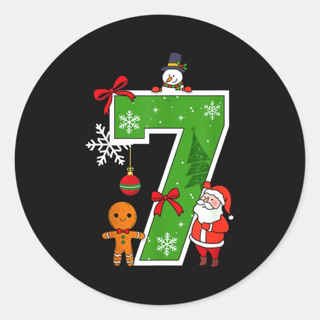 Pegatina Redonda Number 7 Matching 67 Meme Christmas Costume Men Wo (Anverso)