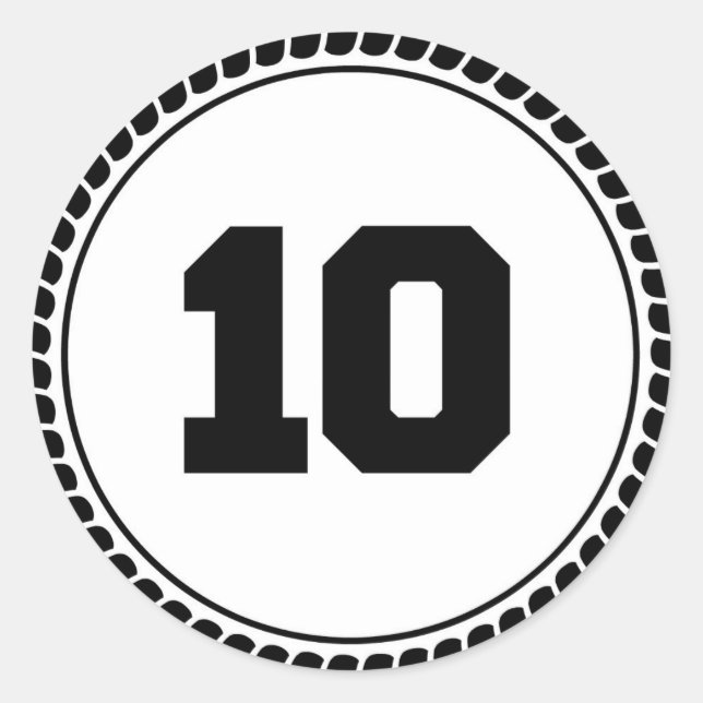 Pegatina Redonda Número 10 (Anverso)