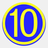 número 10 en un círculo, fondo azul