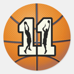 Pegatina Redonda Número 11 de Baloncesto y Jugadores