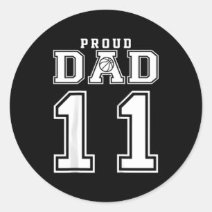 Pegatina Redonda Número 11 Proud Basketball Padre Personalizado
