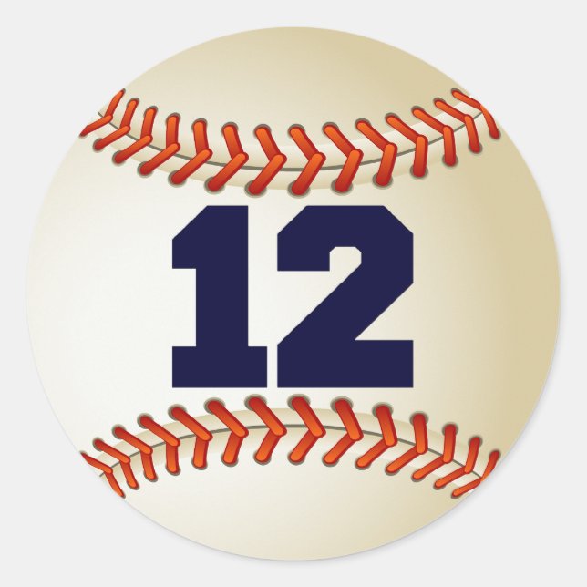 Pegatina Redonda Número 12 de béisbol (Anverso)