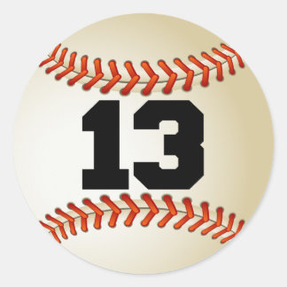 Pegatina Redonda Número 13 de béisbol