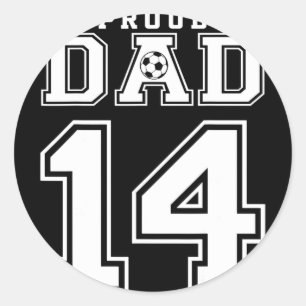 Pegatina Redonda Número 14 Orgulloso Padre de Fútbol Personalizado