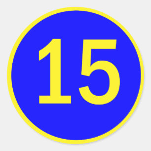 Pegatina Redonda número 15 en círculo