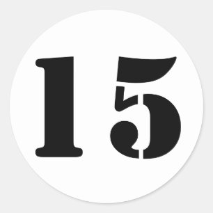 Pegatina Redonda Número 15 Quince números del esténcil blanco por J