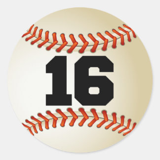 Pegatina Redonda Número 16 de béisbol