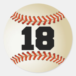 Pegatina Redonda Número 18 de béisbol