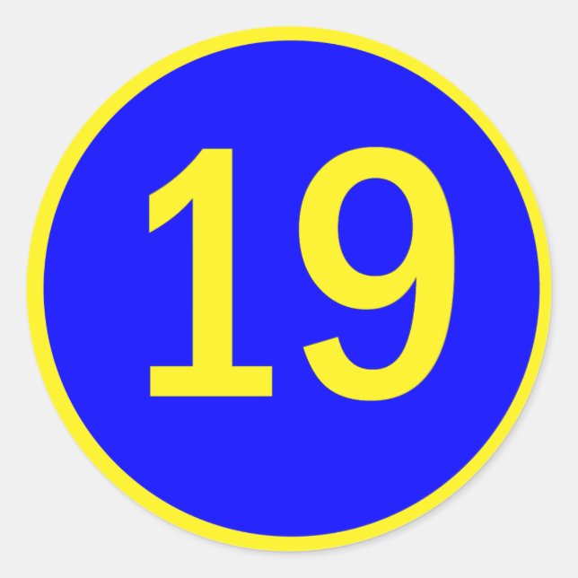 Pegatina Redonda número 19 en círculo (Anverso)