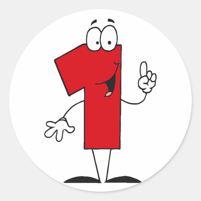 Pegatina Redonda Número 1 camisetas y regalos de cumpleaños T (Anverso)