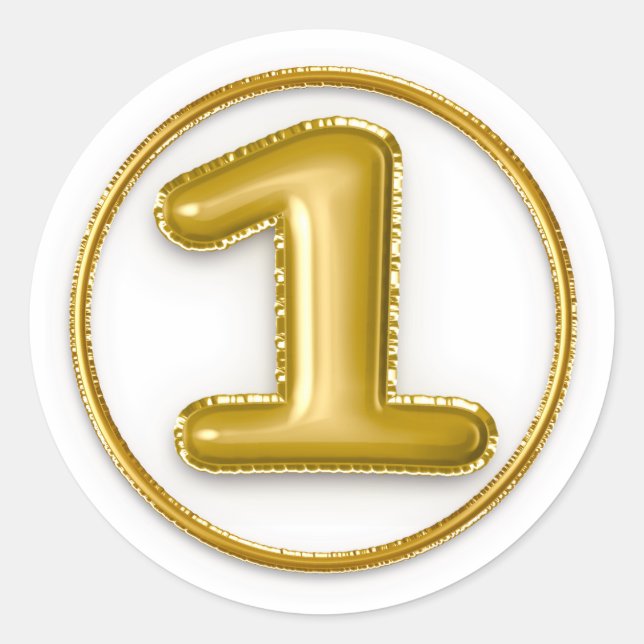 Pegatina redonda número 1 de globo dorado (Anverso)