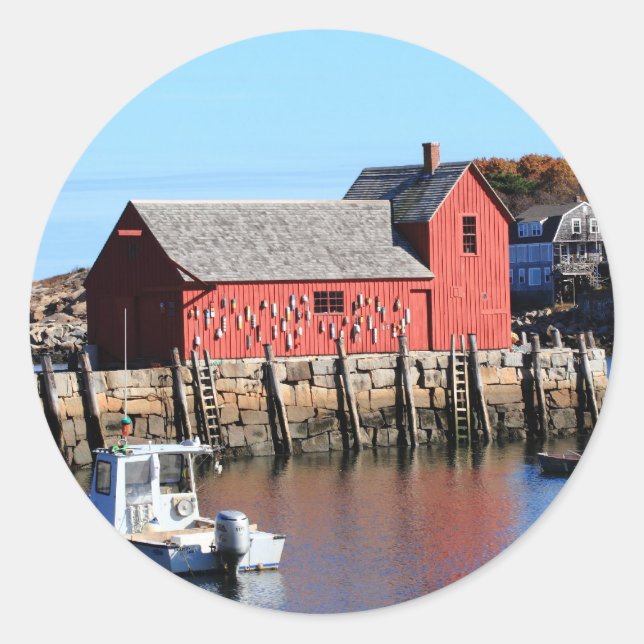 Pegatina Redonda Número 1 del Motif de Rockport (Anverso)