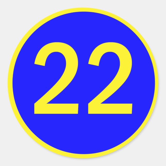 Pegatina Redonda número 22 en círculo (Anverso)