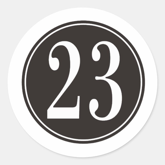 Pegatina Redonda Número 23 - Círculo negro (anverso) (Anverso)