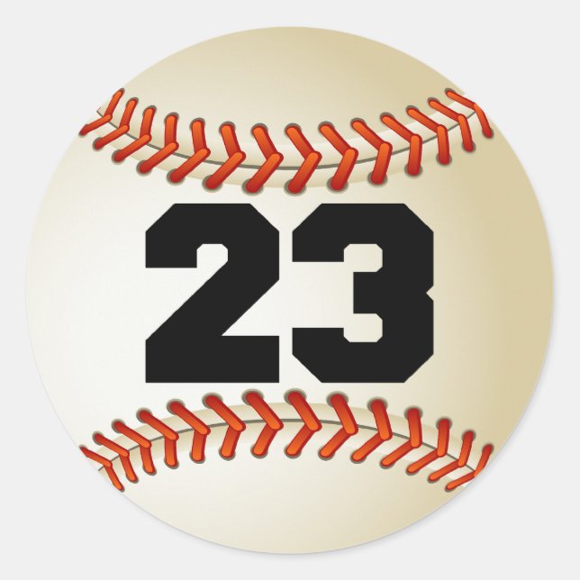 Pegatina Redonda Número 23 de béisbol (Anverso)