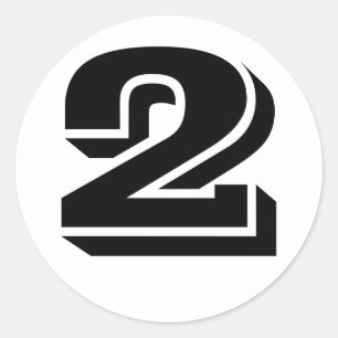 Pegatina Redonda Número 2 Dos números de Vineta por Janz White