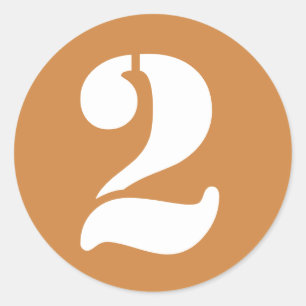 Pegatina Redonda Número 2 dos números del esténcil de oro de Per