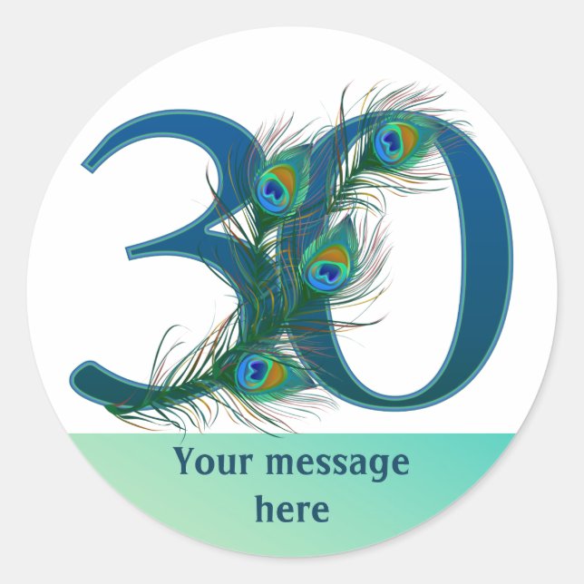 Pegatina Redonda Número 30 Pegatinas (Anverso)