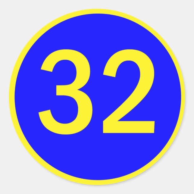 Pegatina Redonda número 32 en círculo (Anverso)