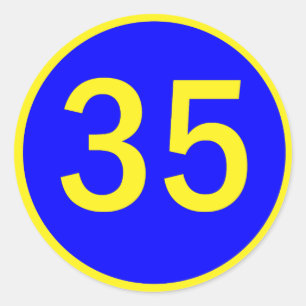Pegatina Redonda número 35 en círculo