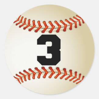 Pegatina Redonda Número 3 de béisbol