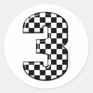 Pegatina Redonda número 3 de carreras automáticas