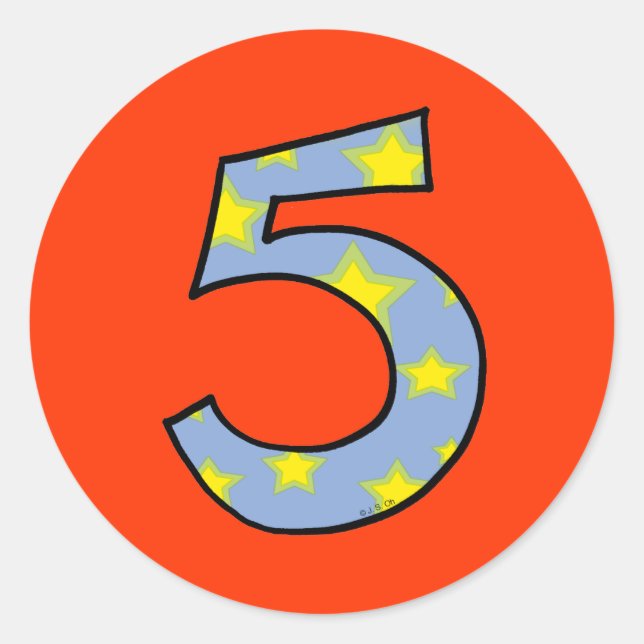 Pegatina Redonda Número 5 (Anverso)