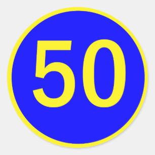 Pegatina Redonda número 50 en un círculo