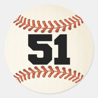 Pegatina Redonda Número 51 de béisbol