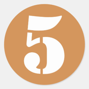 Pegatina Redonda Número 5 Cinco números del patrón oro de Perú por 