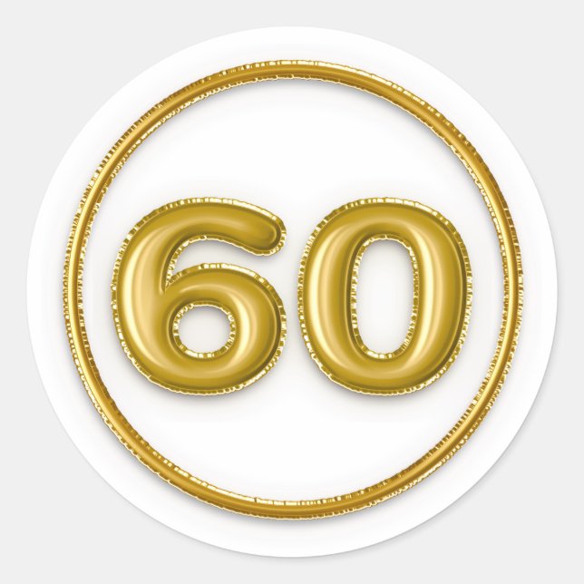 Pegatina redonda número 60 globo de oro (Anverso)