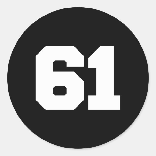Pegatina Redonda Número 61 Sports Jersey Player 61 Fan Back Print V (Anverso)