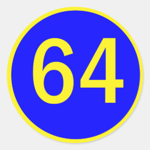 Pegatina Redonda número 64, en círculo